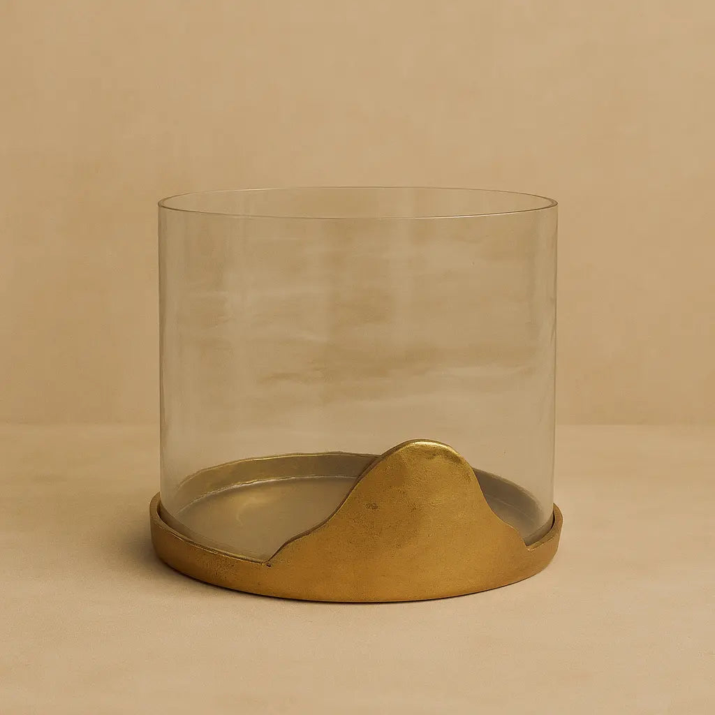 Cove Cloche Candle Holder — Antique Brass Finish