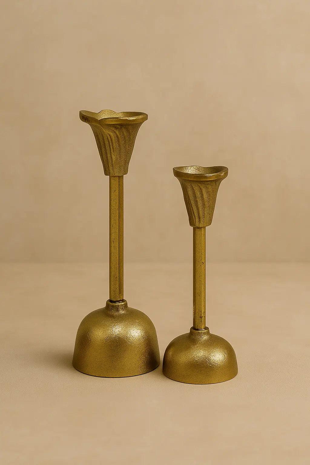 Bloom Fluted Taper Candle Holder — Antique Brass Finish