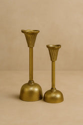 Bloom Fluted Taper Candle Holder — Antique Brass Finish