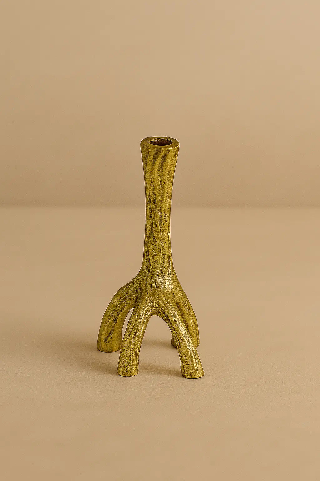 Rooted Taper Candle Holder — Gold Finish
