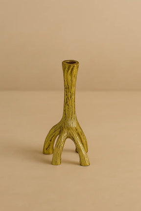 Rooted Taper Candle Holder — Gold Finish
