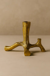 Rooted Taper Candle Holder — Gold Finish