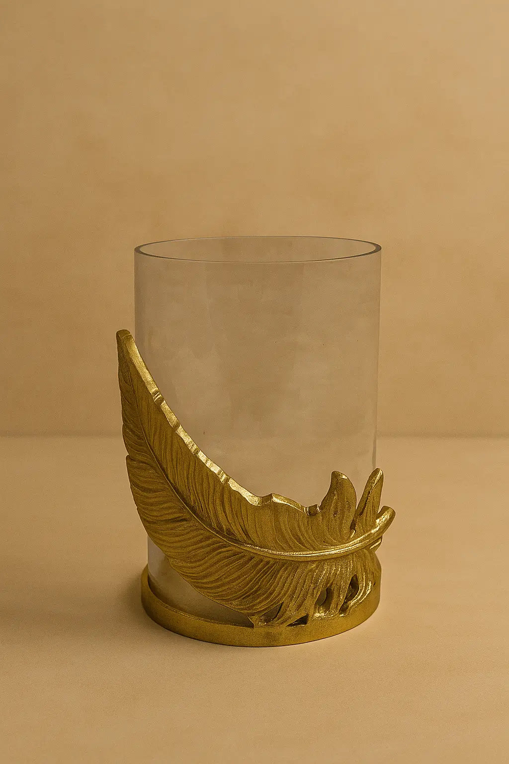 Feather Glow Votive Candle Holder — Gold Finish