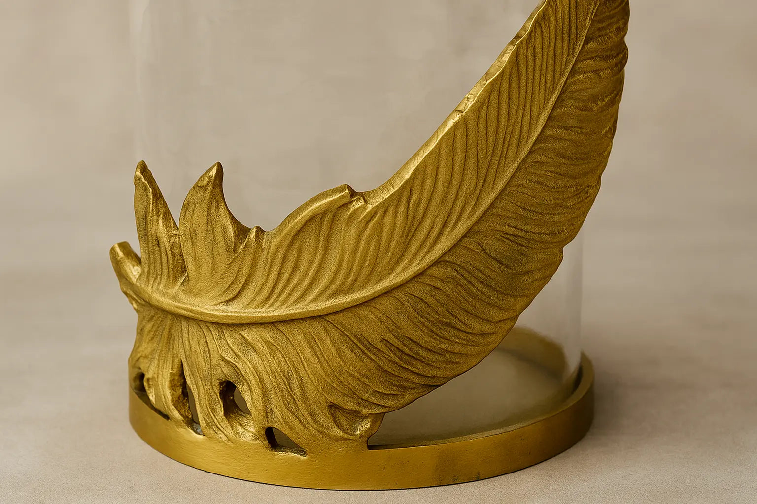 Feather Glow Votive Candle Holder — Gold Finish