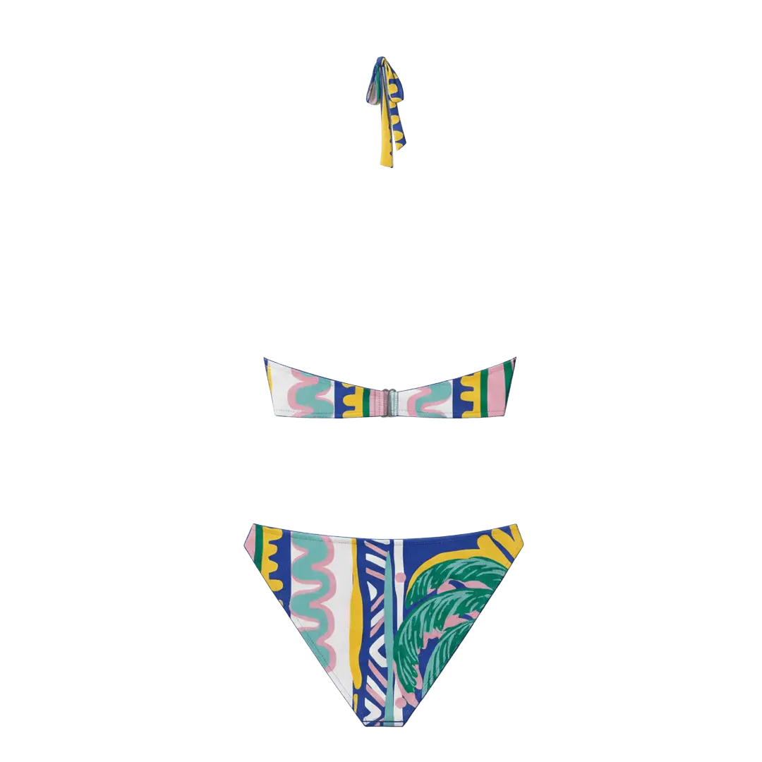 Halter Bikini Blue Palm Top