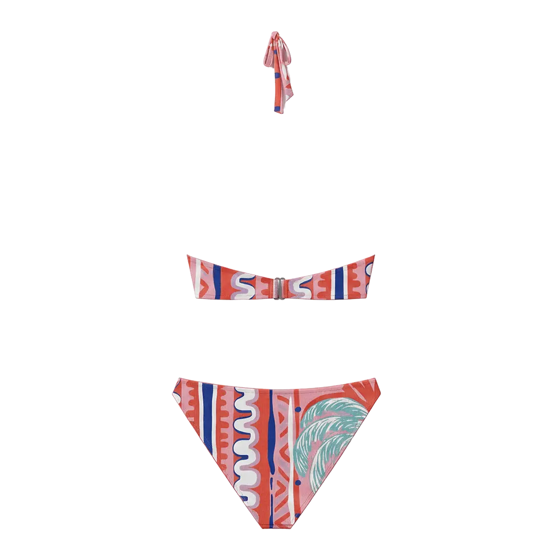 Halter Bikini Pink Palm Top