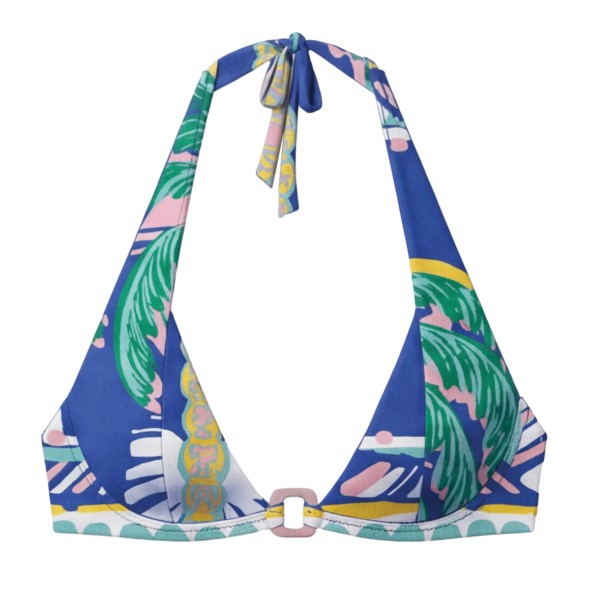 Halter Bikini Blue Palm Top