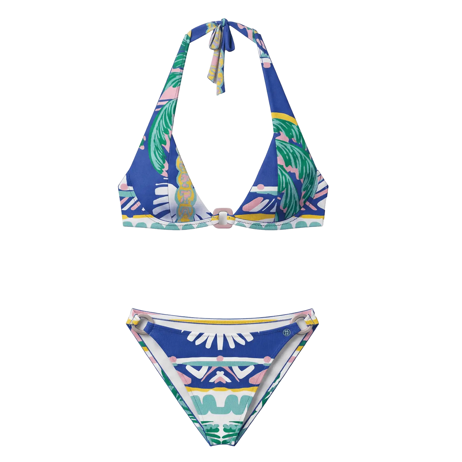 Halter Bikini Blue Palm Top