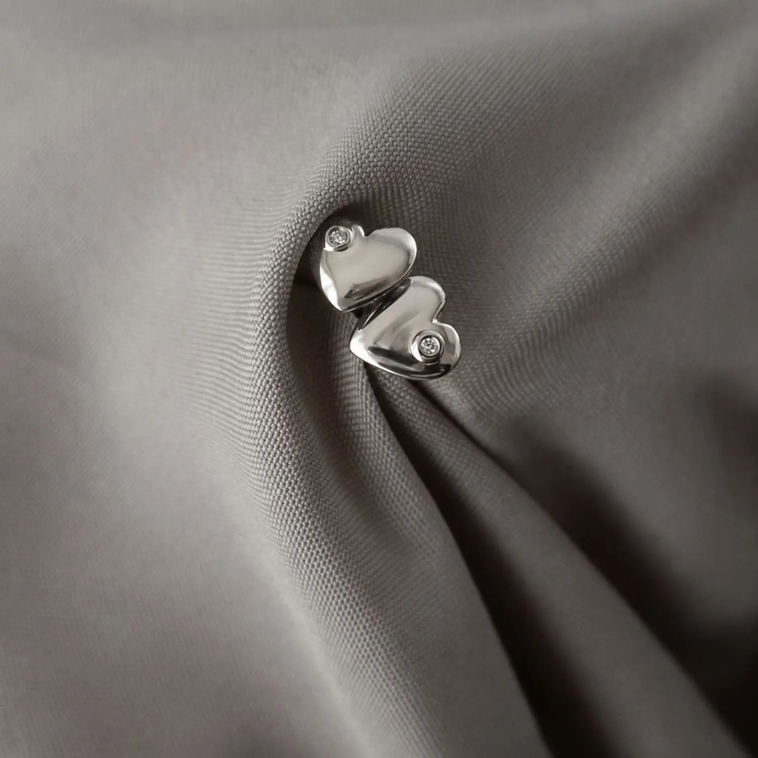 Diamond Heart Stud Earrings