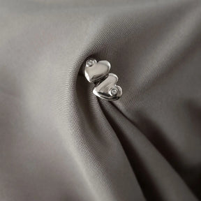 Diamond Heart Stud Earrings