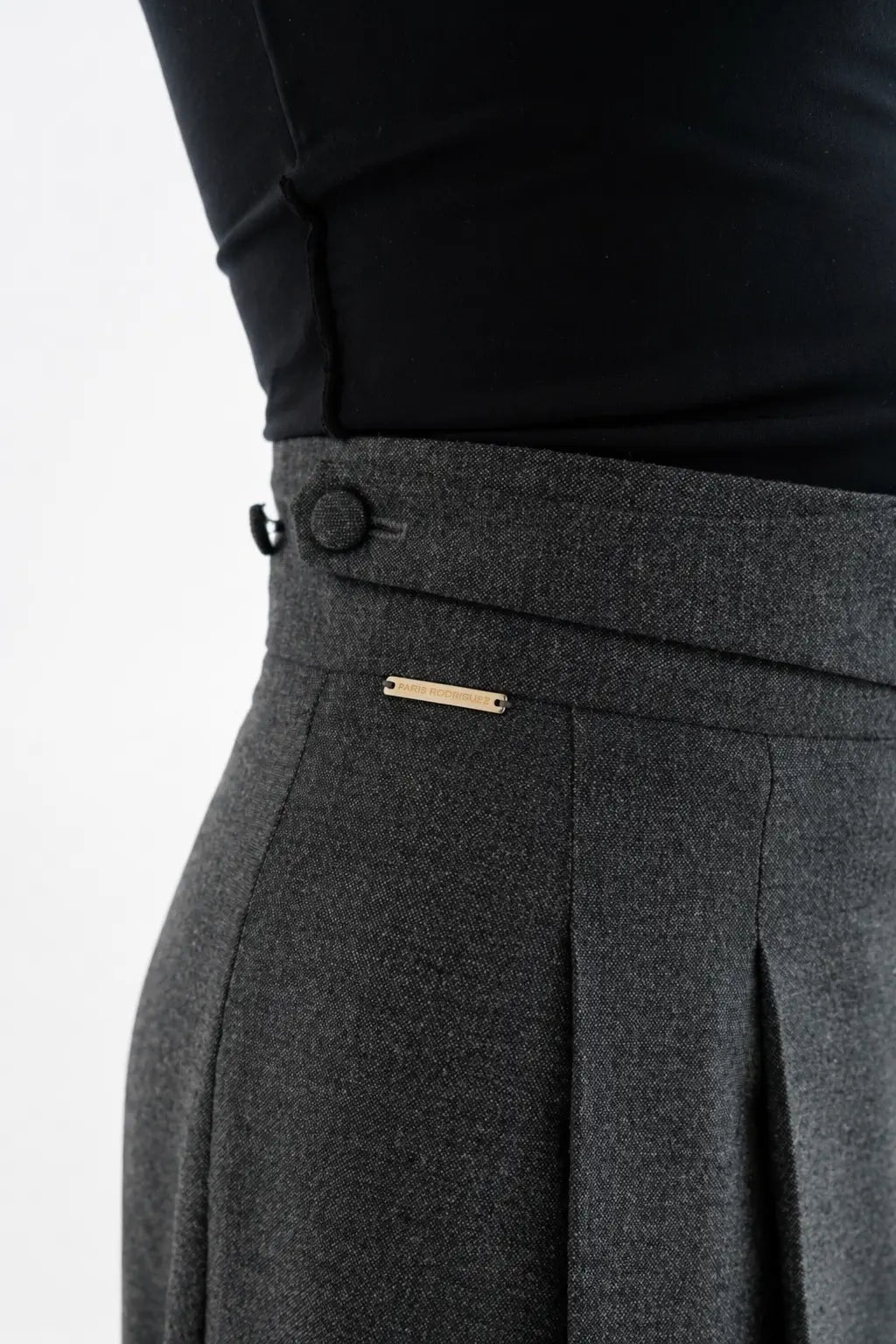 High-Waisted Pleated Wide-Leg Tailored Trousers