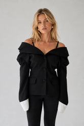 Structured Off-Shoulder Tailored Blazer