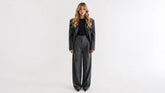High-Waisted Pleated Wide-Leg Tailored Trousers