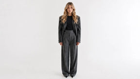 High-Waisted Pleated Wide-Leg Tailored Trousers