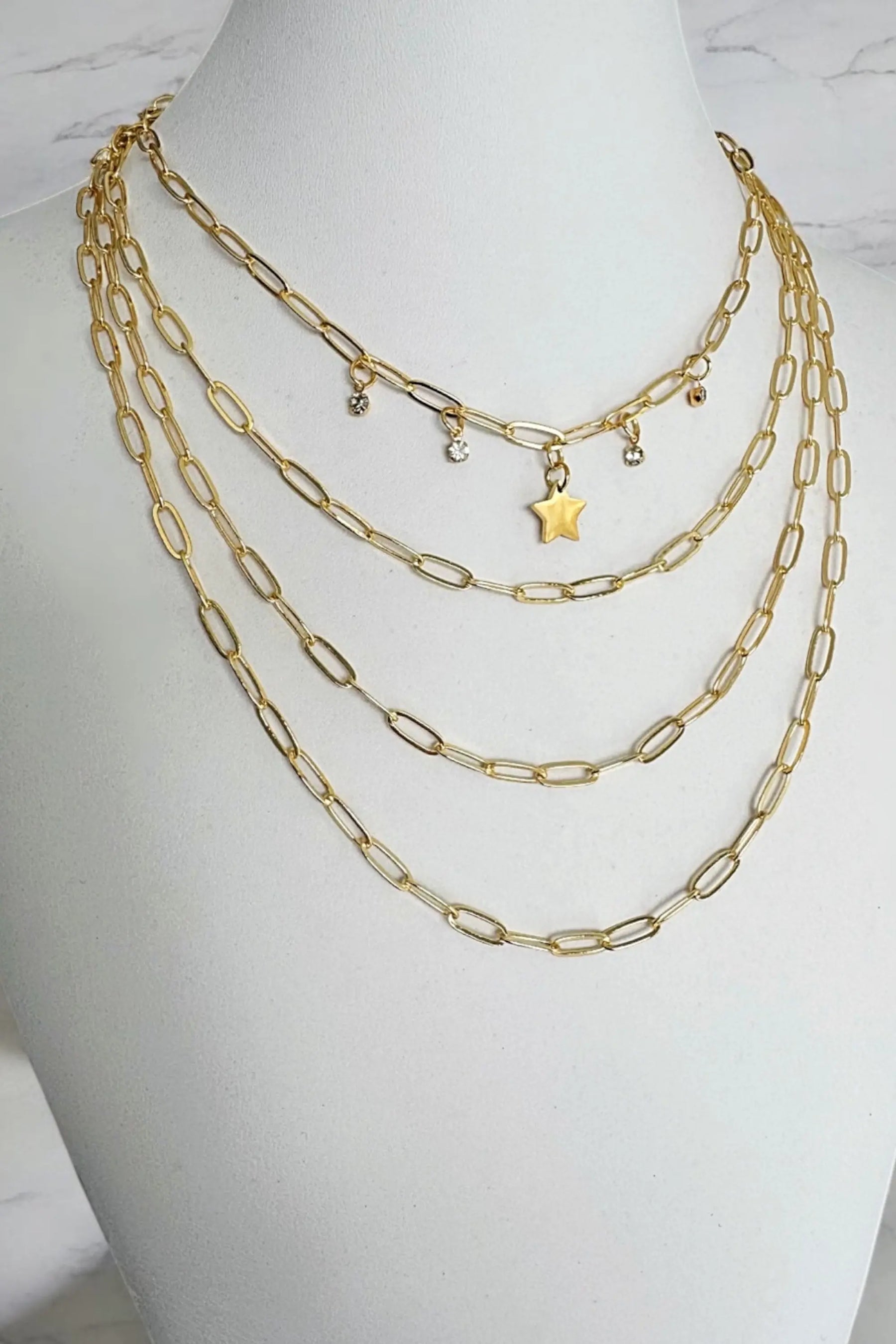 star layers paper clip necklace