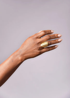 18k Gold Vermeil Eclipse Flower Onyx Ring