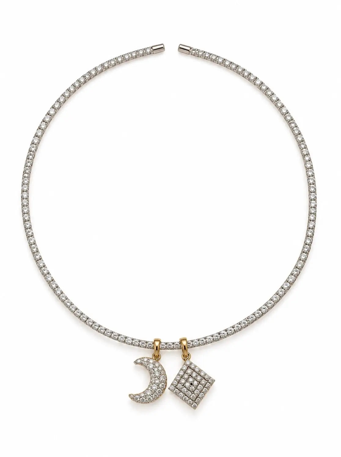 Silver Moon Charm Choker