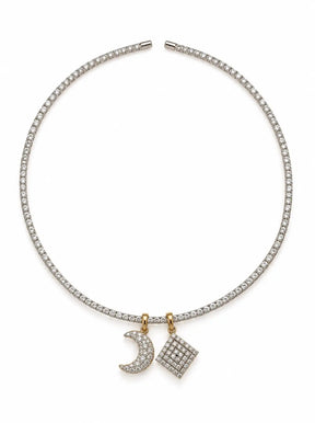 Silver Moon Charm Choker
