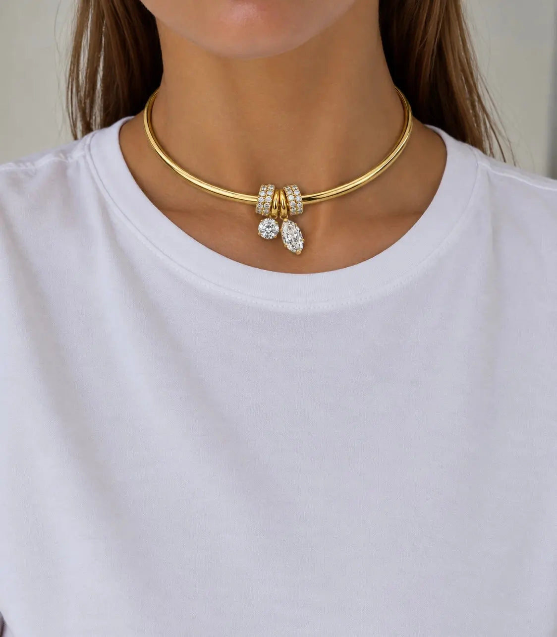 Gold Round Charm Choker