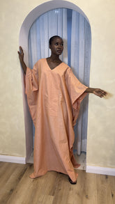 GOLDEN HOUR RELAXED LINEN KAFTAN  - PEACH