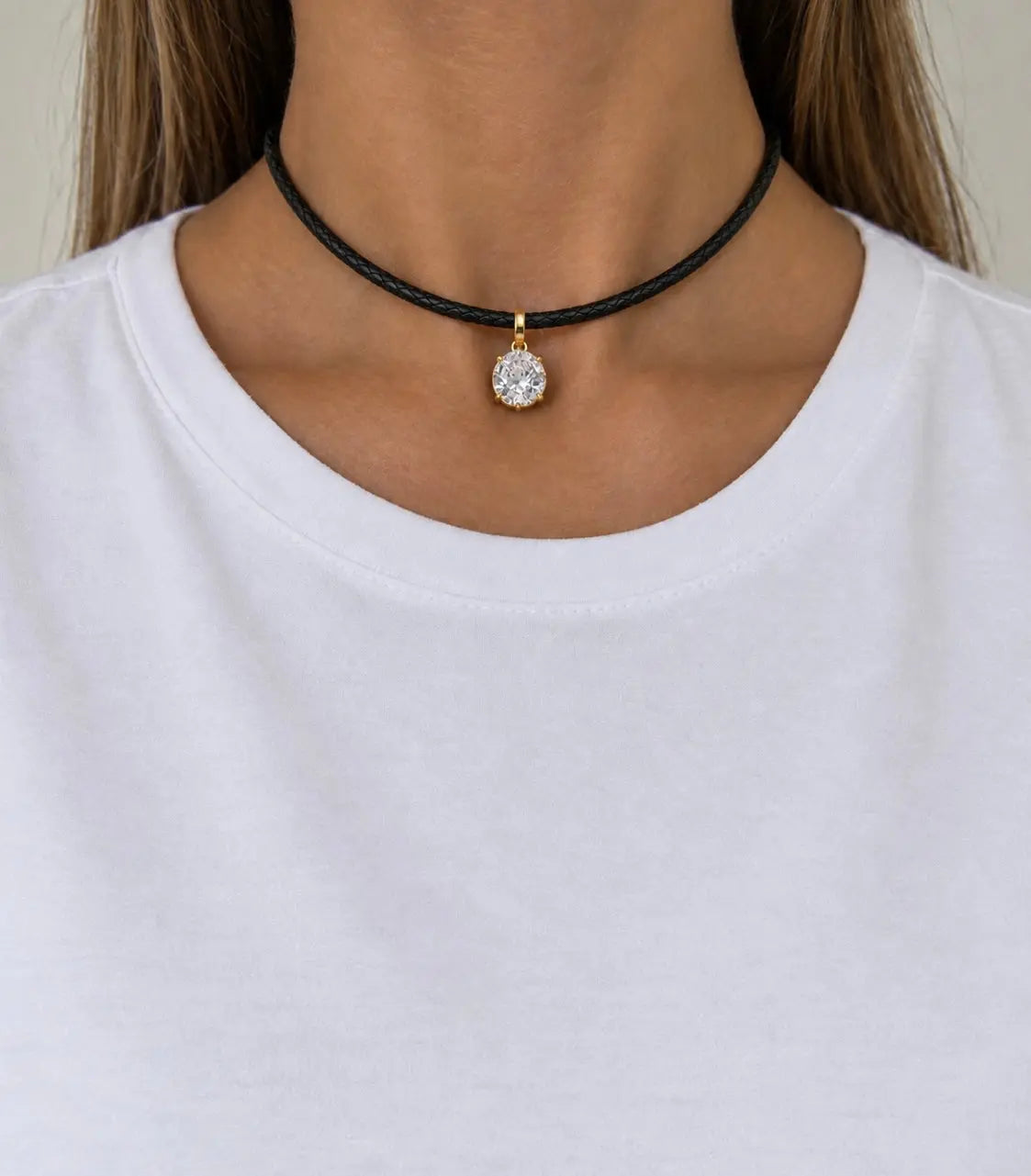 Black Leather Charm Choker