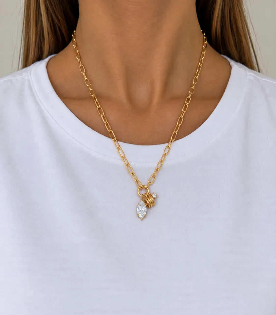 Gold Paperclip Charm Necklace