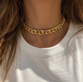 Gold Pave Large Cuban Link Choker