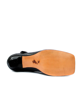 T Strap Matilda Cuero Croco Negro