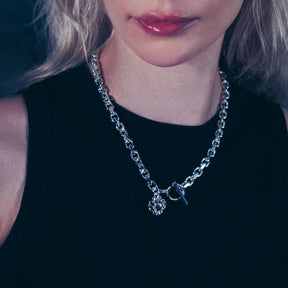 Sculpted Caged Sphere Chain Necklace in 14k Gold