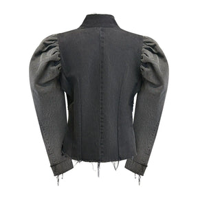 Emma Jacket –Distressed Black Chrysanthemum