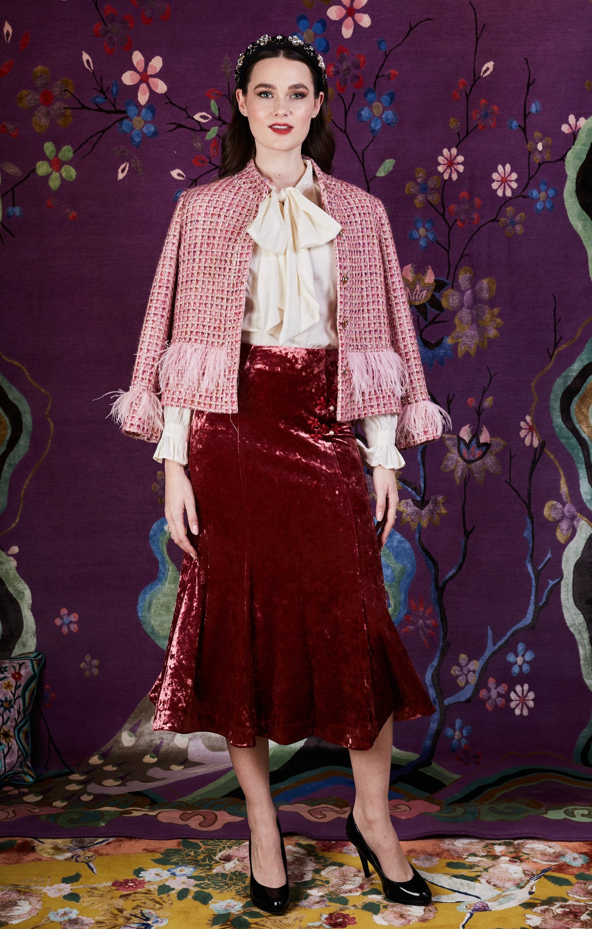 Peace Feather Blazer Pink