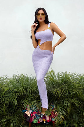 Seashell Cutout Dress - Lilac