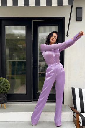 Iridescent Fluid Double Faced Wide Leg Pant
