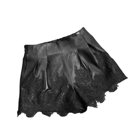 Lambskin Lace-Trim Skirt Shorts