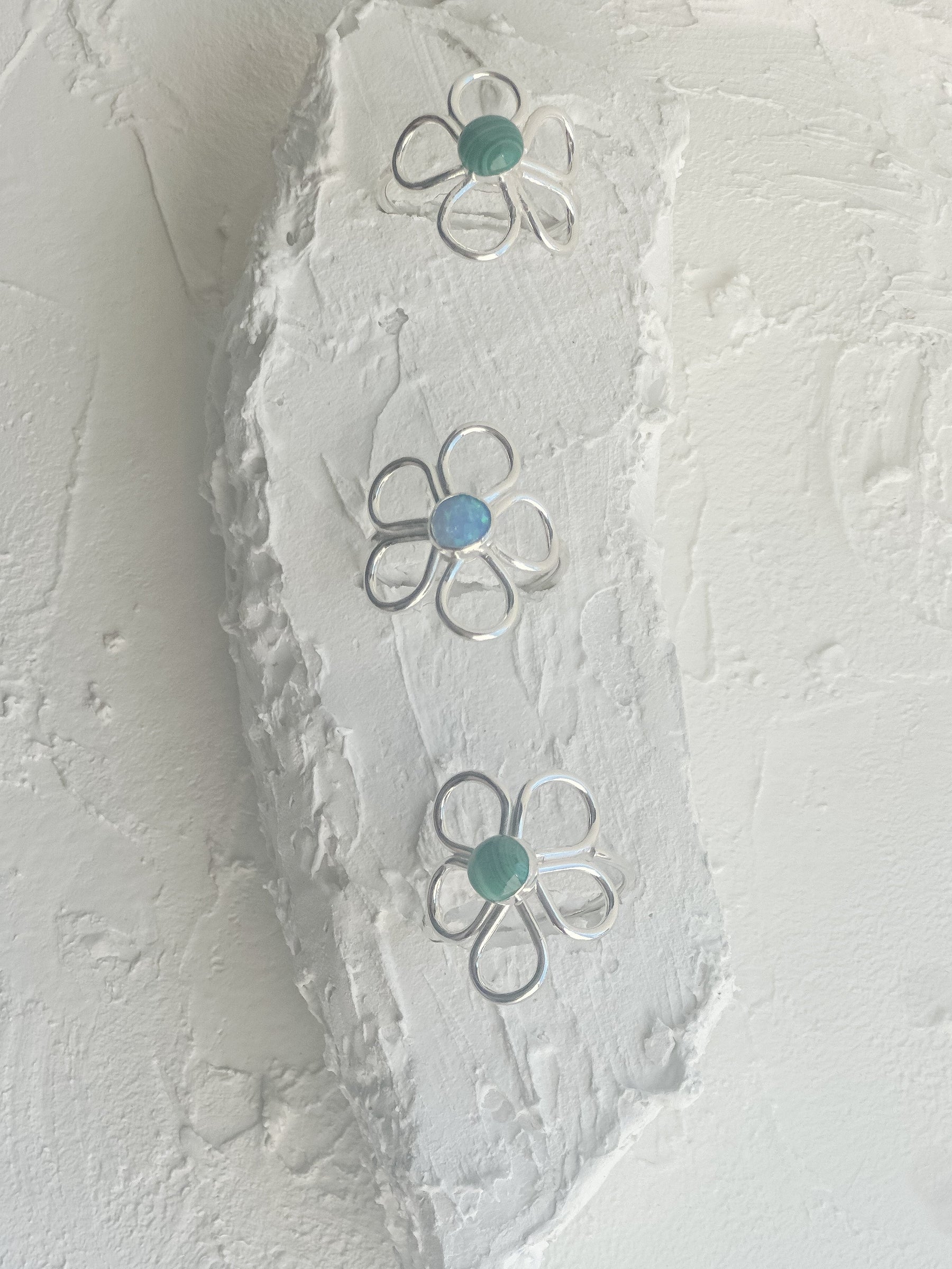 Luxe Sterling Silver Gemstone Flower Ring