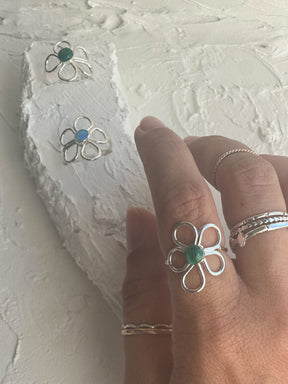 Luxe Sterling Silver Gemstone Flower Ring