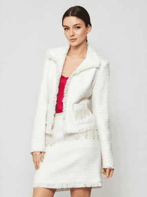 Tia Shimmering Tweed Bouclé Crop Jacket