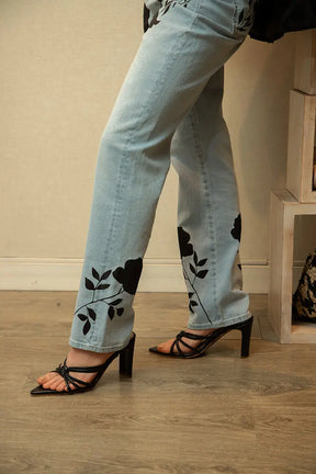 Embroidered Lasser Jeans