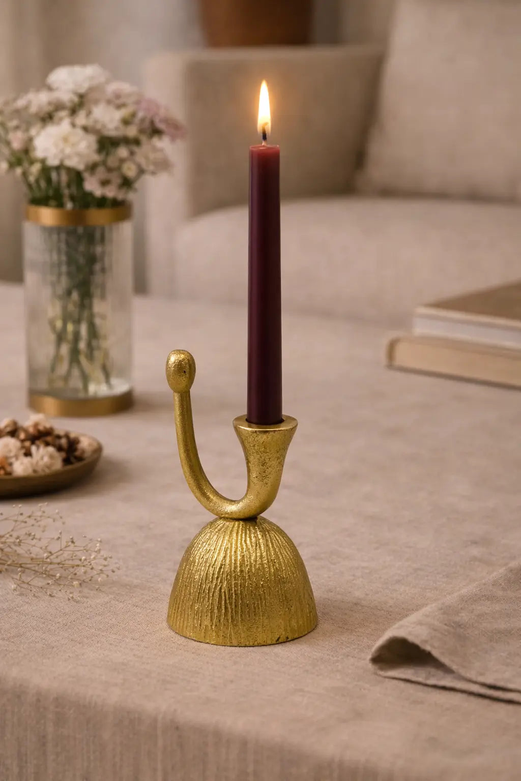 Loop Taper Candle Holder — Gold Finish