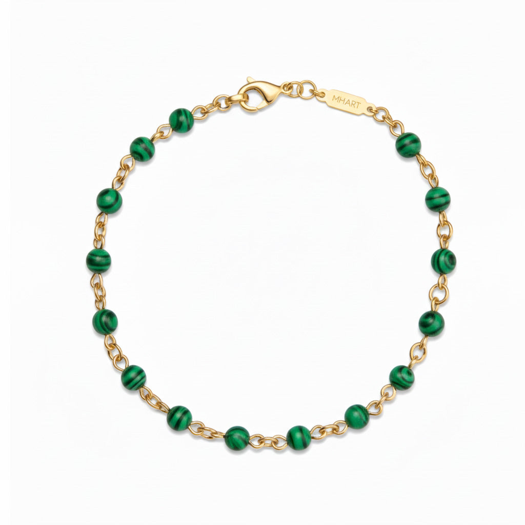 Malachite Gemstone Link Bracelet