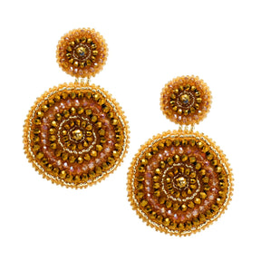 Gold Mandala Hand-embroidered Earrings