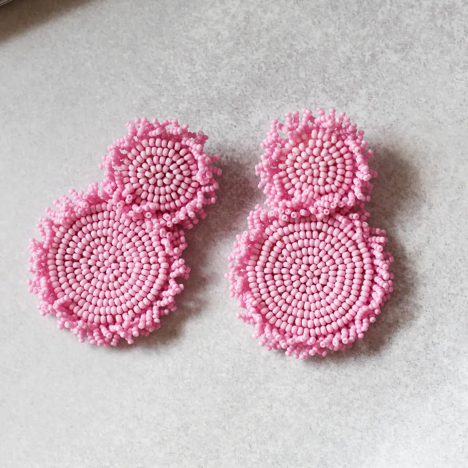 Mapale Pink Beaded Statement Earrings