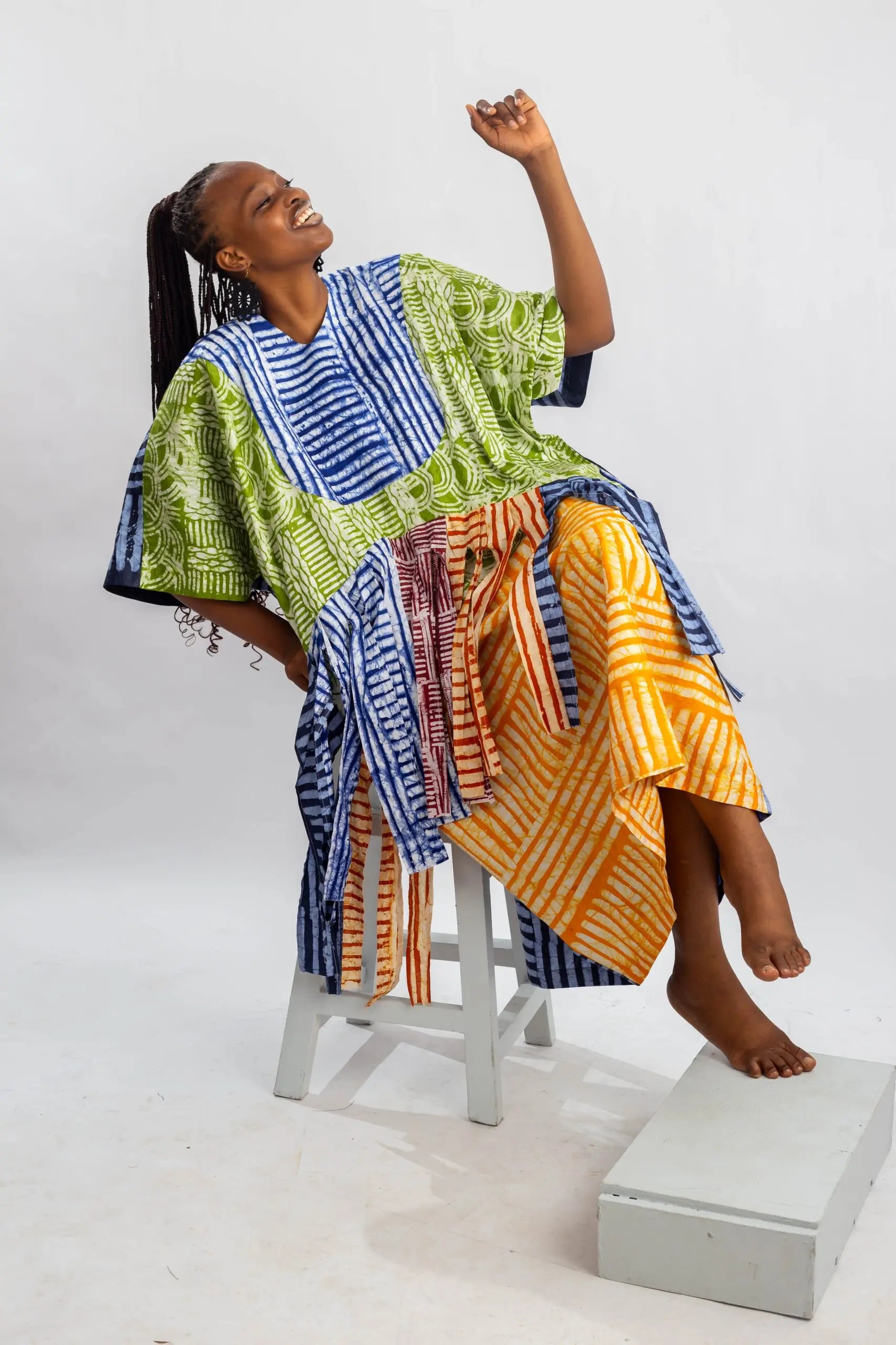 OJIMA BATIK SHREDDED DRESS