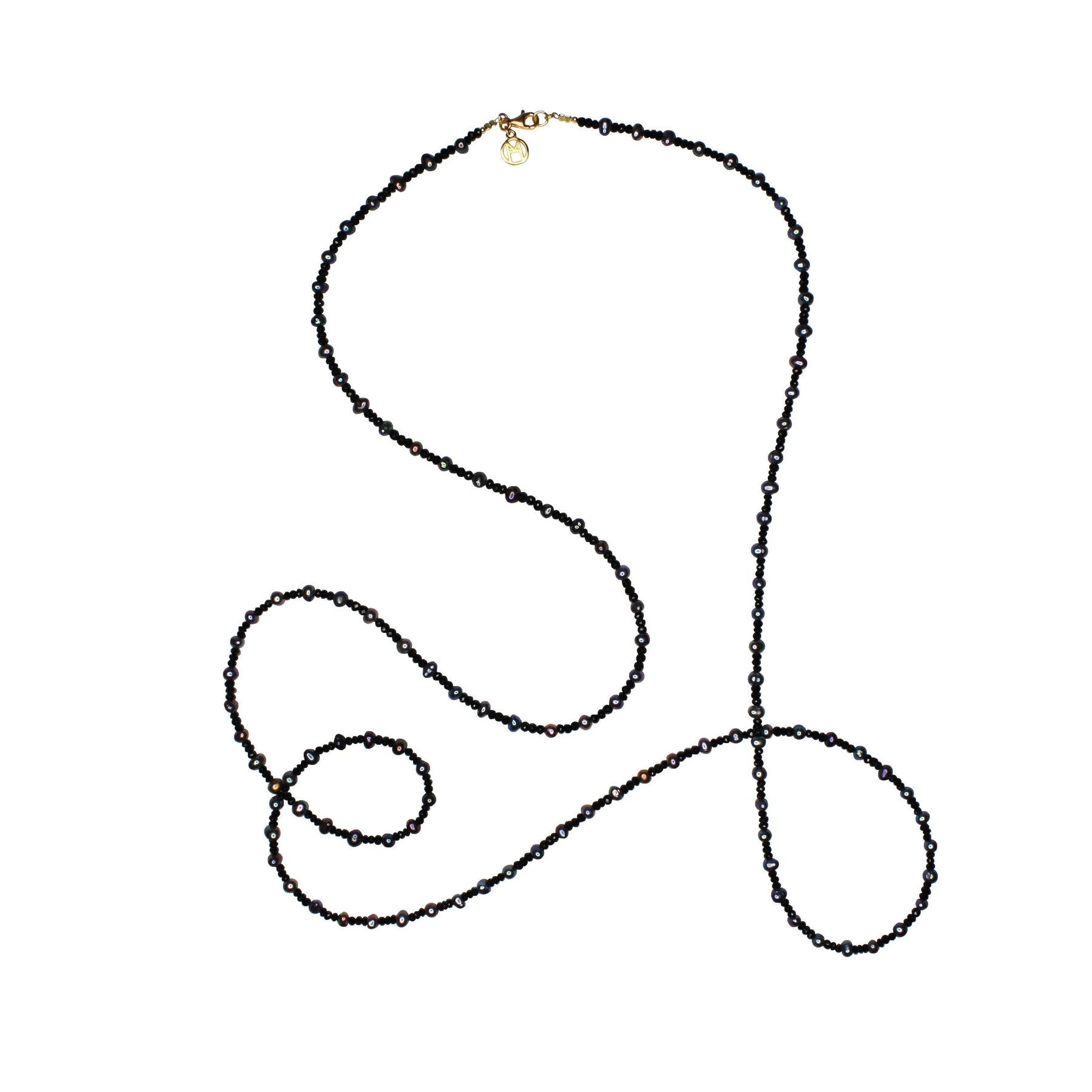 Beaded Black Pearl Necklace