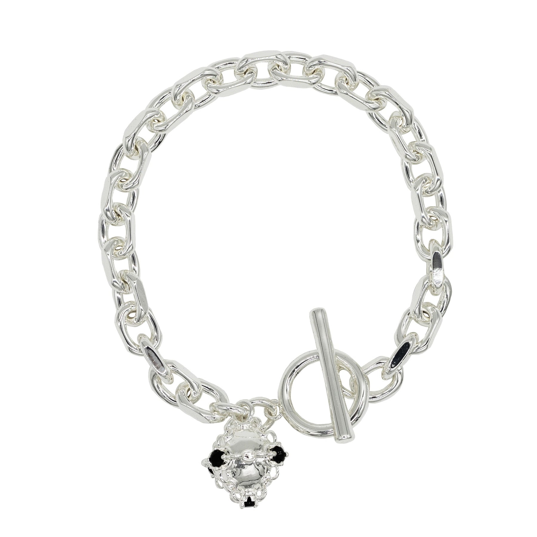 Sculpted Caged Sphere Chain Bracelet