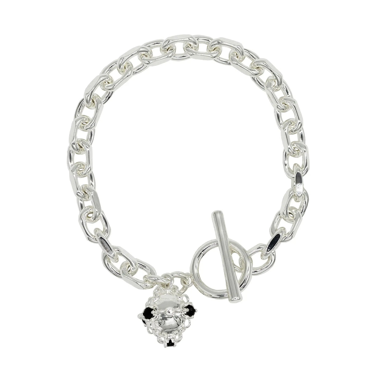 Sculpted Caged Sphere Chain Bracelet