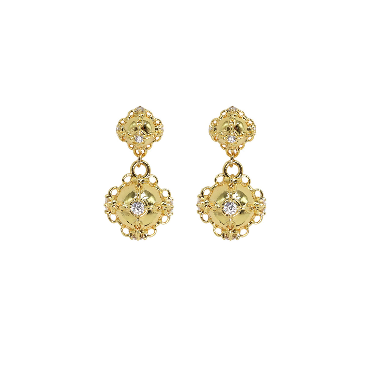 Sculptural Double Sphere Earring