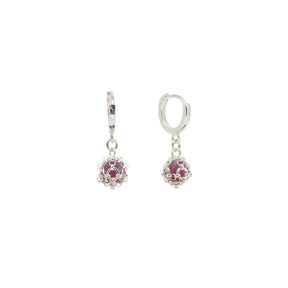 Raw Ruby Caged Earrings in Sterling Silver