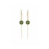 Caged Malachite Cable Chain Drop Earrings
