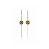 Caged Malachite Cable Chain Drop Earrings